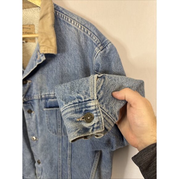 Denver Hayes Sherpa Lined Denim Trucker Jacket Corduroy Collar Men’s XL 46 - Picture 2 of 9